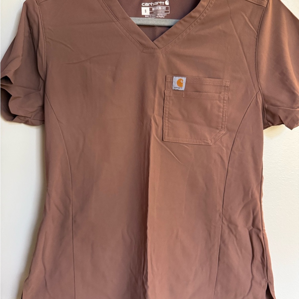 Carhartt Brown V-Neck Scrub Top And jogger pant set size small
